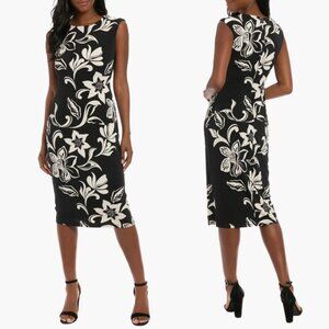 NWT New London Times Powell Floral Sleeveless Midi Sheath Dress Size 16